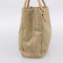 FENDI Zucchino Canvas Hand Bag Beige Gold Auth 200893V-4