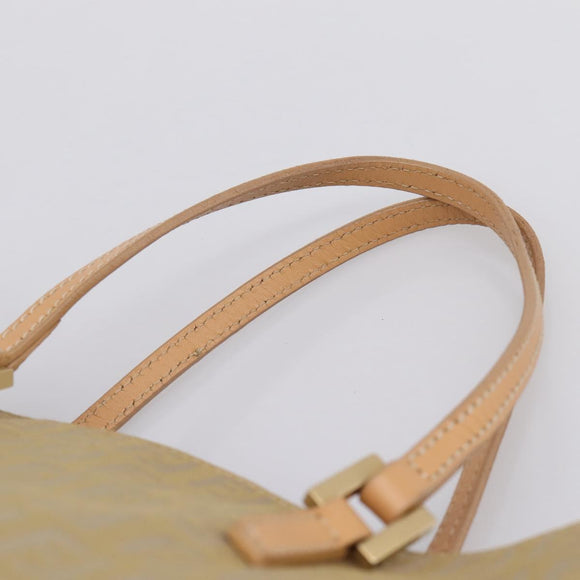 FENDI Zucchino Canvas Hand Bag Beige Gold Auth 200893V