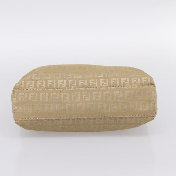 FENDI Zucchino Canvas Hand Bag Beige Gold Auth 200893V