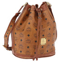 MCM Vicetos Logogram Shoulder Bag PVC Leather Brown Gold Auth 200898-1