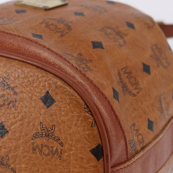 MCM Vicetos Logogram Shoulder Bag PVC Leather Brown Gold Auth 200898