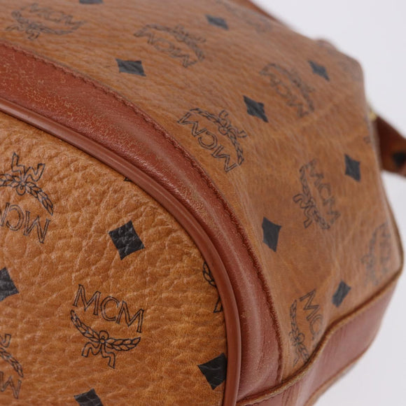 MCM Vicetos Logogram Shoulder Bag PVC Leather Brown Gold Auth 200898