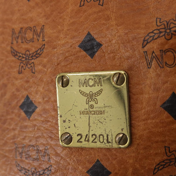 MCM Vicetos Logogram Shoulder Bag PVC Leather Brown Gold Auth 200898