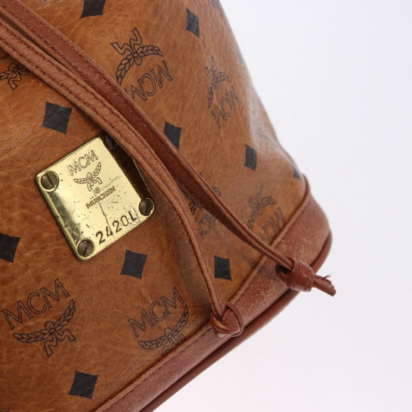 MCM Vicetos Logogram Shoulder Bag PVC Leather Brown Gold Auth 200898