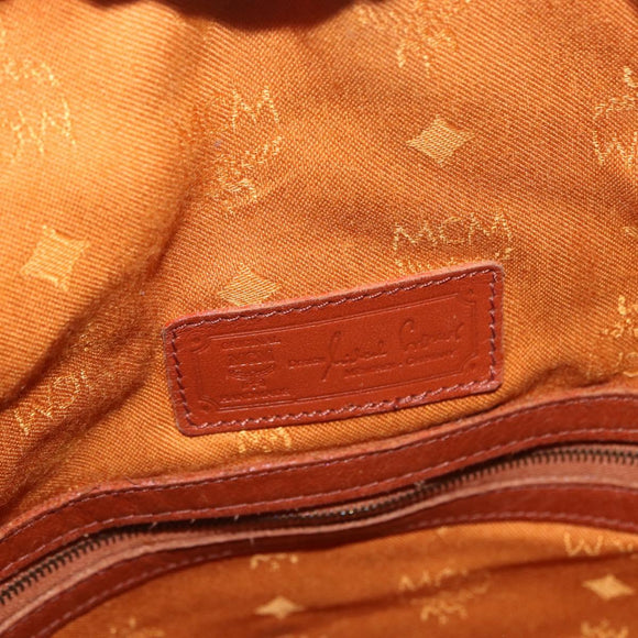 MCM Vicetos Logogram Shoulder Bag PVC Leather Brown Gold Auth 200898