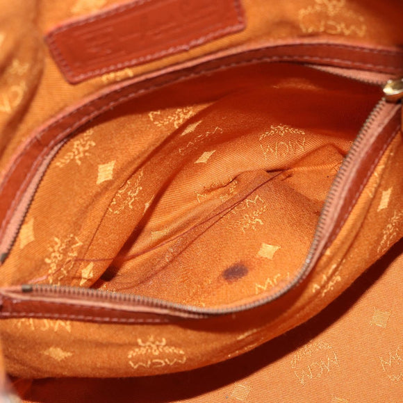 MCM Vicetos Logogram Shoulder Bag PVC Leather Brown Gold Auth 200898