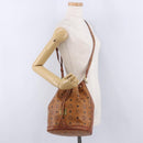 MCM Vicetos Logogram Shoulder Bag PVC Leather Brown Gold Auth 200898-25