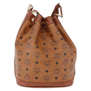 MCM Vicetos Logogram Shoulder Bag PVC Leather Brown Gold Auth 200898-2