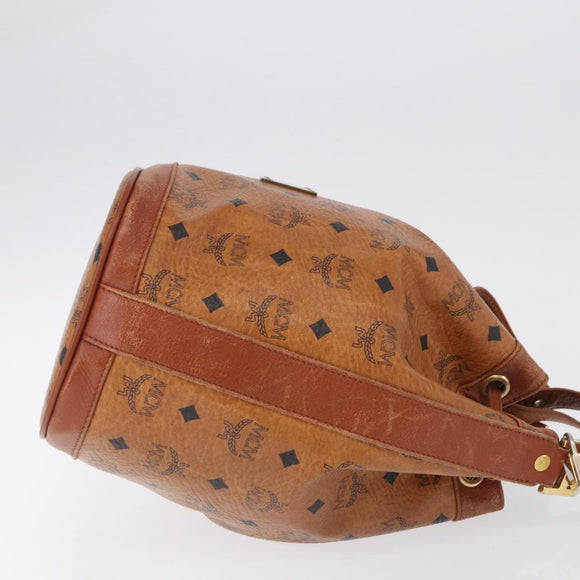 MCM Vicetos Logogram Shoulder Bag PVC Leather Brown Gold Auth 200898
