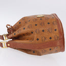 MCM Vicetos Logogram Shoulder Bag PVC Leather Brown Gold Auth 200898-4