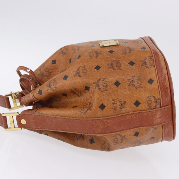MCM Vicetos Logogram Shoulder Bag PVC Leather Brown Gold Auth 200898