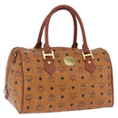 MCM Vicetos Logogram Boston Bag PVC Leather Brown Gold Auth 200899-1