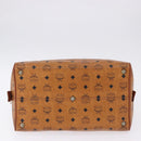 MCM Vicetos Logogram Boston Bag PVC Leather Brown Gold Auth 200899-6