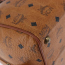 MCM Vicetos Logogram Boston Bag PVC Leather Brown Gold Auth 200899-15
