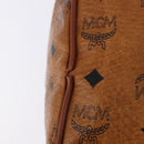 MCM Vicetos Logogram Boston Bag PVC Leather Brown Gold Auth 200899-9