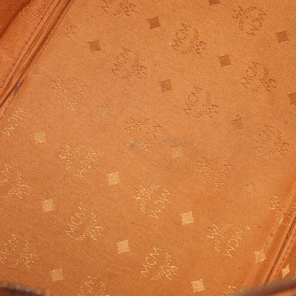 MCM Vicetos Logogram Boston Bag PVC Leather Brown Gold Auth 200899