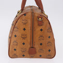 MCM Vicetos Logogram Boston Bag PVC Leather Brown Gold Auth 200899-3