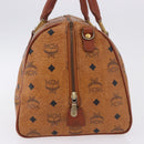 MCM Vicetos Logogram Boston Bag PVC Leather Brown Gold Auth 200899-5