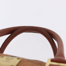 MCM Vicetos Logogram Boston Bag PVC Leather Brown Gold Auth 200899-14