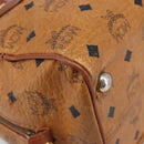 MCM Vicetos Logogram Boston Bag PVC Leather Brown Gold Auth 200900-11