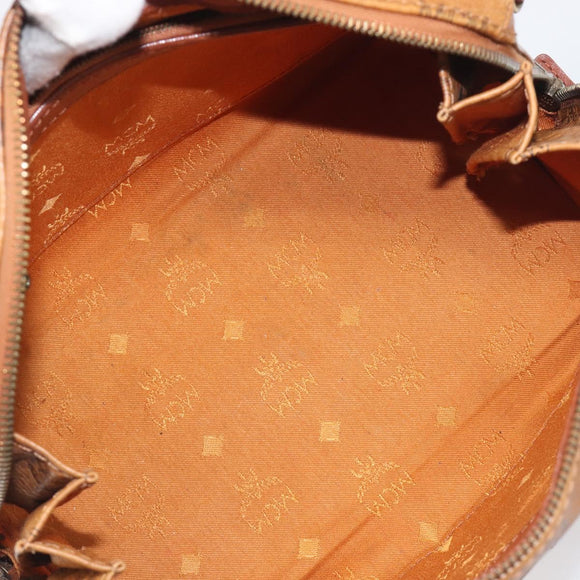 MCM Vicetos Logogram Boston Bag PVC Leather Brown Gold Auth 200900