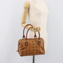 MCM Vicetos Logogram Boston Bag PVC Leather Brown Gold Auth 200900-23