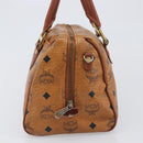 MCM Vicetos Logogram Boston Bag PVC Leather Brown Gold Auth 200900-5