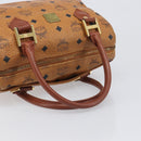 MCM Vicetos Logogram Boston Bag PVC Leather Brown Gold Auth 200900-7