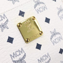 MCM Vicetos Logogram Tote Bag PVC Leather White Gold Auth 200901-12