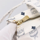 MCM Vicetos Logogram Tote Bag PVC Leather White Gold Auth 200901-10
