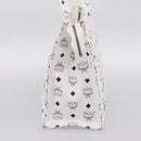 MCM Vicetos Logogram Tote Bag PVC Leather White Gold Auth 200901-4