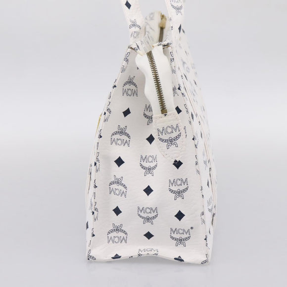 MCM Vicetos Logogram Tote Bag PVC Leather White Gold Auth 200901