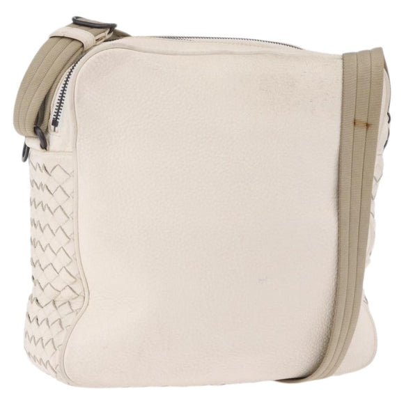 BOTTEGA VENETA INTRECCIATO Shoulder Bag Leather White Auth 200902