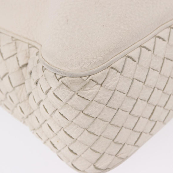BOTTEGA VENETA INTRECCIATO Shoulder Bag Leather White Auth 200902
