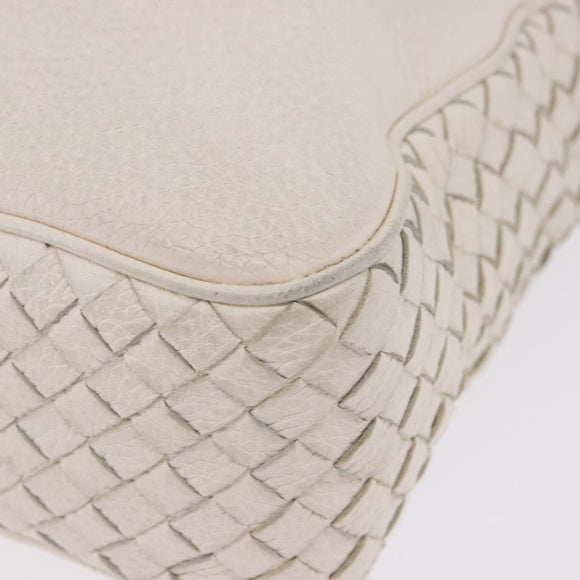 BOTTEGA VENETA INTRECCIATO Shoulder Bag Leather White Auth 200902