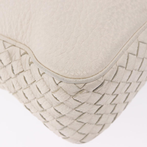 BOTTEGA VENETA INTRECCIATO Shoulder Bag Leather White Auth 200902