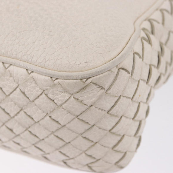 BOTTEGA VENETA INTRECCIATO Shoulder Bag Leather White Auth 200902