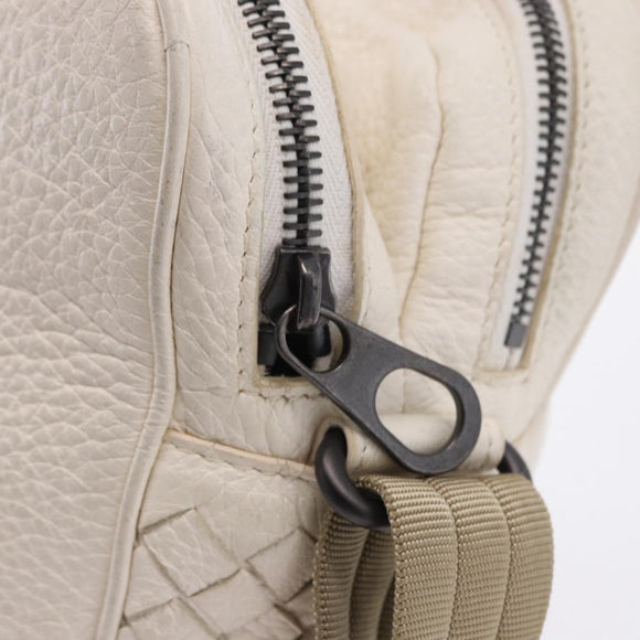BOTTEGA VENETA INTRECCIATO Shoulder Bag Leather White Auth 200902