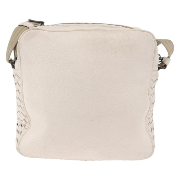 BOTTEGA VENETA INTRECCIATO Shoulder Bag Leather White Auth 200902