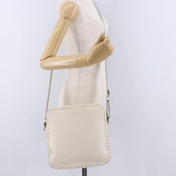 BOTTEGA VENETA INTRECCIATO Shoulder Bag Leather White Auth 200902