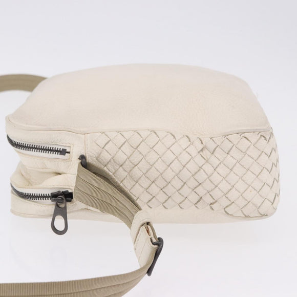 BOTTEGA VENETA INTRECCIATO Shoulder Bag Leather White Auth 200902