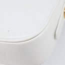 CELINE Horse Carriage Shoulder Bag Leather White Gold Auth 200903-12
