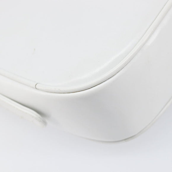 CELINE Horse Carriage Shoulder Bag Leather White Gold Auth 200903
