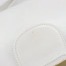 CELINE Horse Carriage Shoulder Bag Leather White Gold Auth 200903-15
