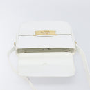 CELINE Horse Carriage Shoulder Bag Leather White Gold Auth 200903-17