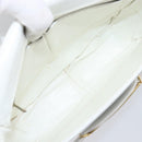CELINE Horse Carriage Shoulder Bag Leather White Gold Auth 200903-19