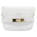CELINE Horse Carriage Shoulder Bag Leather White Gold Auth 200903-2