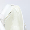 CELINE Horse Carriage Shoulder Bag Leather White Gold Auth 200903-20