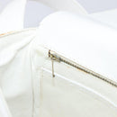 CELINE Horse Carriage Shoulder Bag Leather White Gold Auth 200903-22