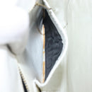 CELINE Horse Carriage Shoulder Bag Leather White Gold Auth 200903-24
